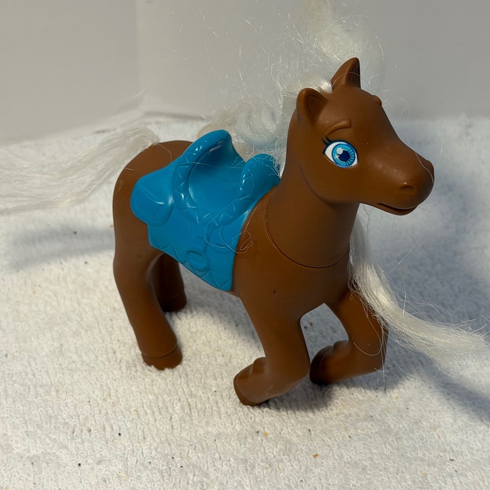 Mattel Dora the Explorer Brown Horse Figure Blue Saddle White Mane 2012 Y1989